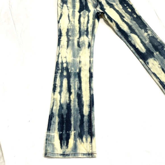 Retro Reverse Tie Dye Stripe Boot Cut Jeans Size 10 x 33 - Picture 2 of 10